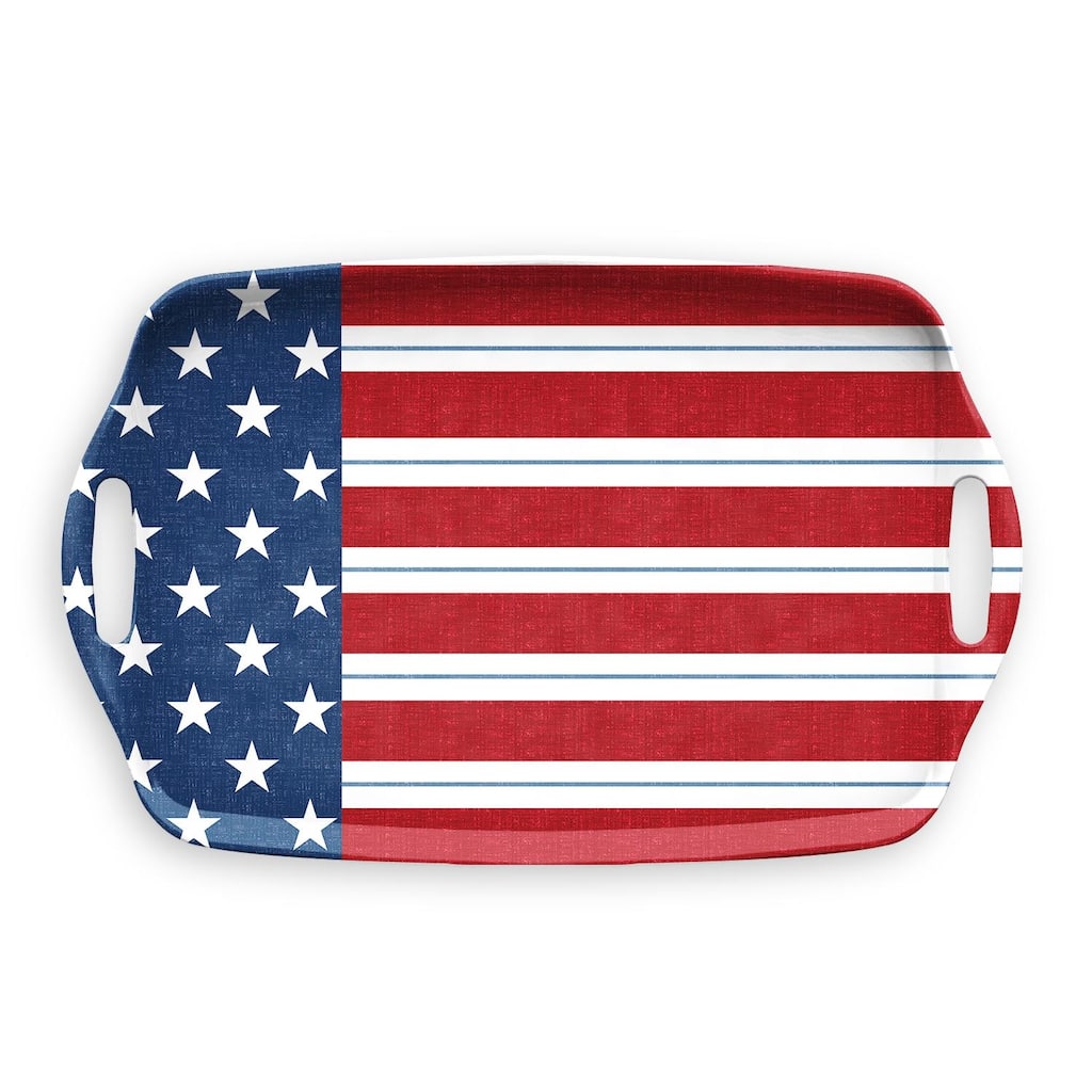 Abode Homewares by TarHong Stars & Stripes Handled Tray, 19 x 12.2"