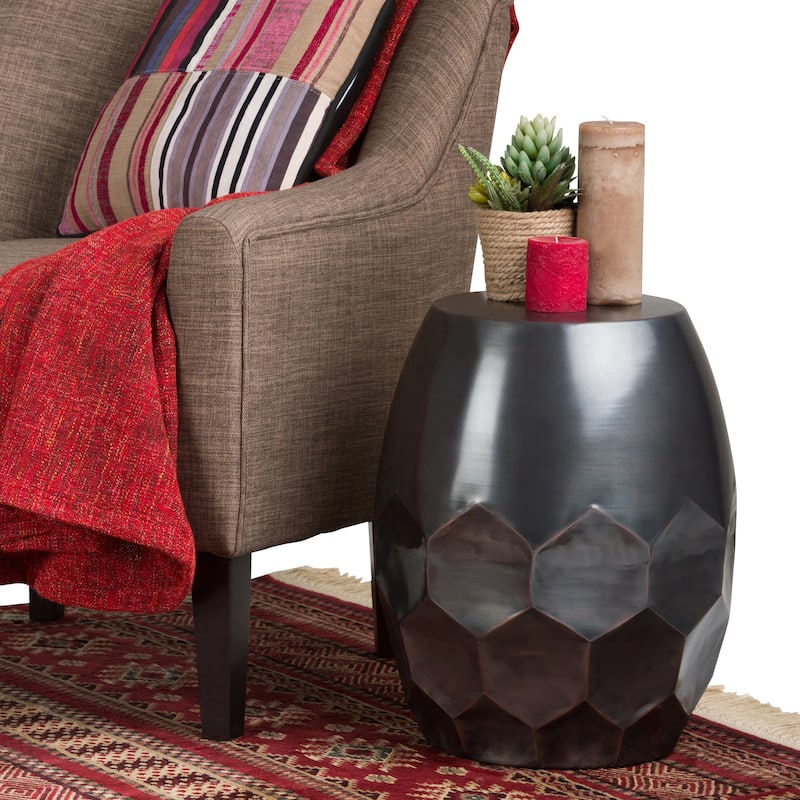 WYNDENHALL Cristy Industrial 16 inch Wide Metal Accent Side Table, Fully Assembled - 16 W x 16 D x 19.5 H - Copper