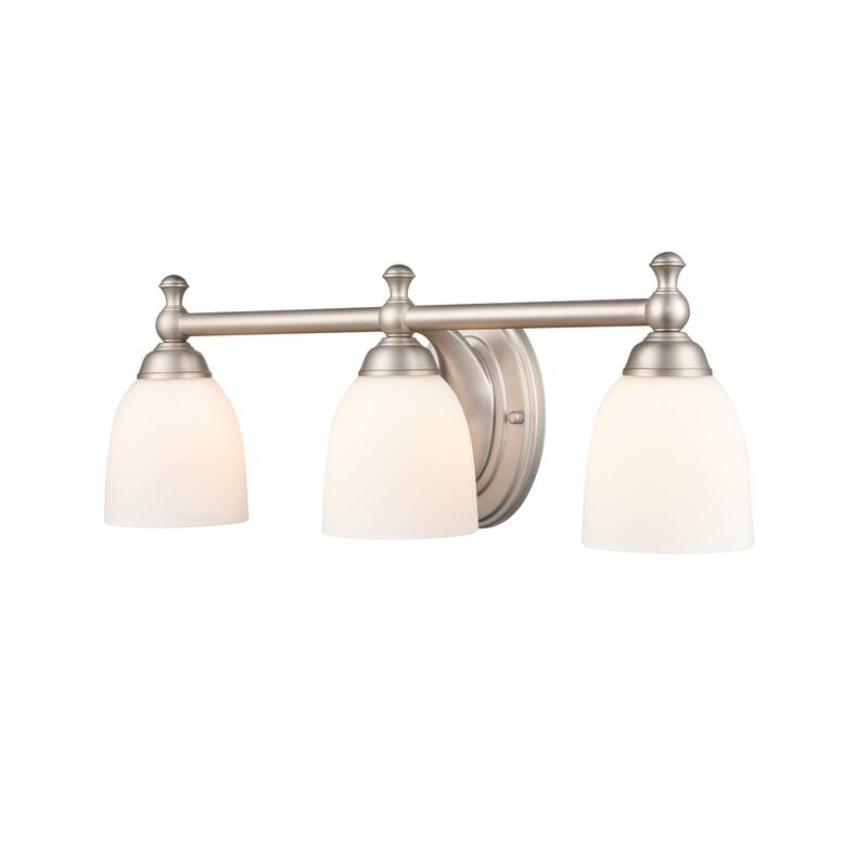 Millennium Lighting 3 Light Vanity Fixture in Multiple Finishes with Frosted Glass Shades