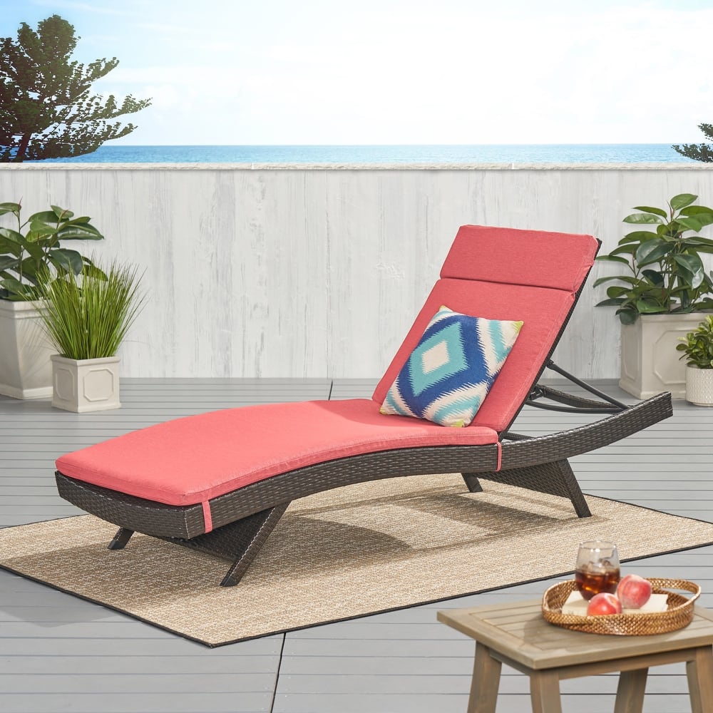 Salem Outdoor Wicker Adjustable Chaise Lounge with Cushion by Christopher Knight Home