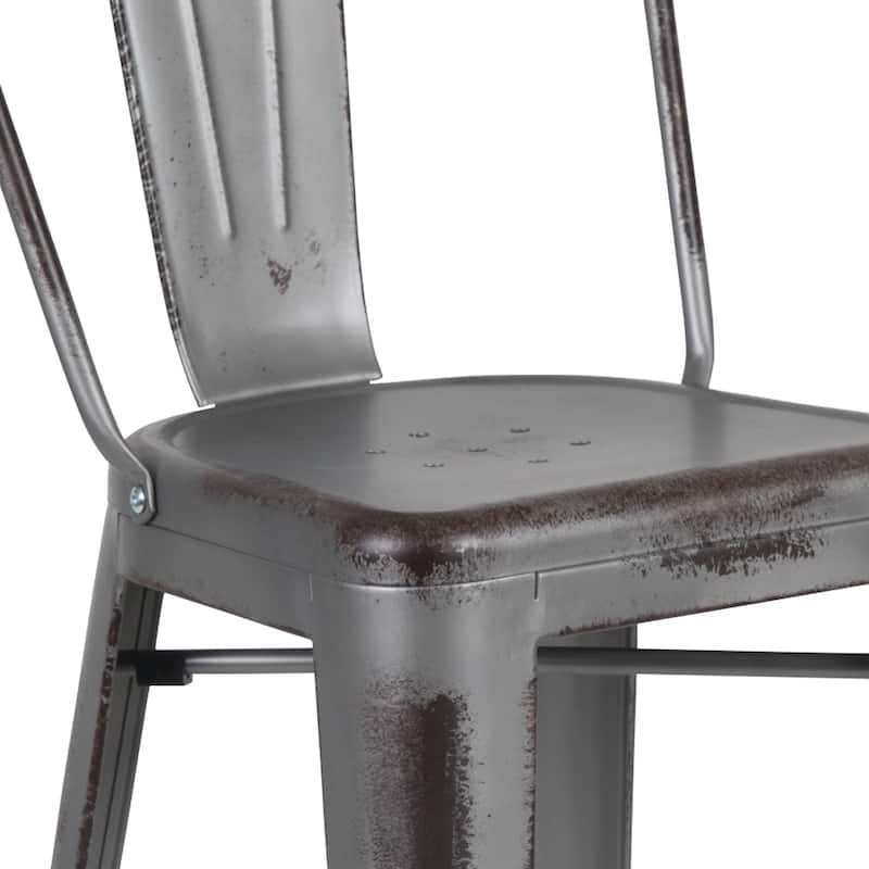 30-inch Distressed Metal Indoor/Outdoor Barstools (Set of 4) - 19"D x 18"W x 46"H