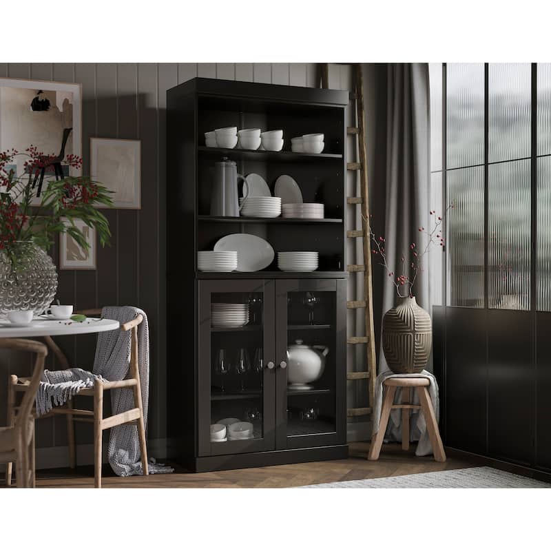 100% Solid Wood 32" Kitchen Pantry Cabinet with 2 Doors by Palace Imports