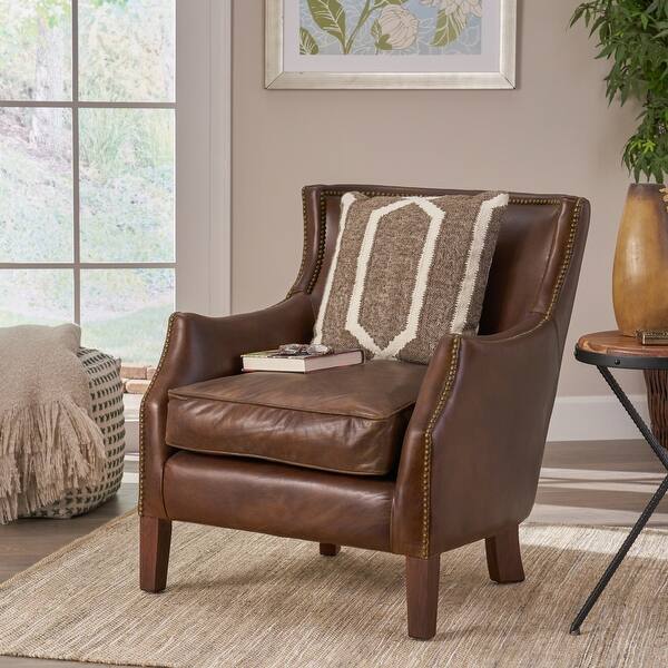 Njord Vintage Light Brown Leather Club Chair by Christopher Knight Home