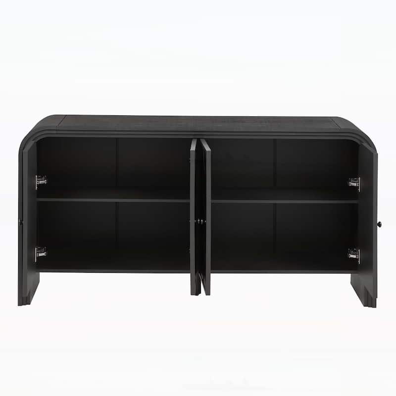 Contemporary Sideboard Cabinet with Woven Wood Slat Doors,for Hallways,Living Rooms,Studies,and Corridors