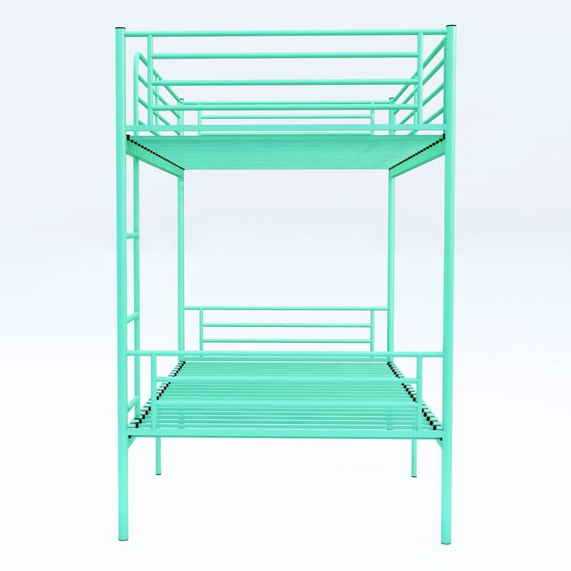 Bunk Bed with Ladder and high Guardrail, Able to Split, Metal Bunk Bed, Storage Space, Noise Free,Twin Over Twin Size