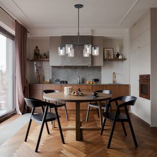 Haven 6-Light Matte Black Transitional Shaded Chandelier for Entryways - 32