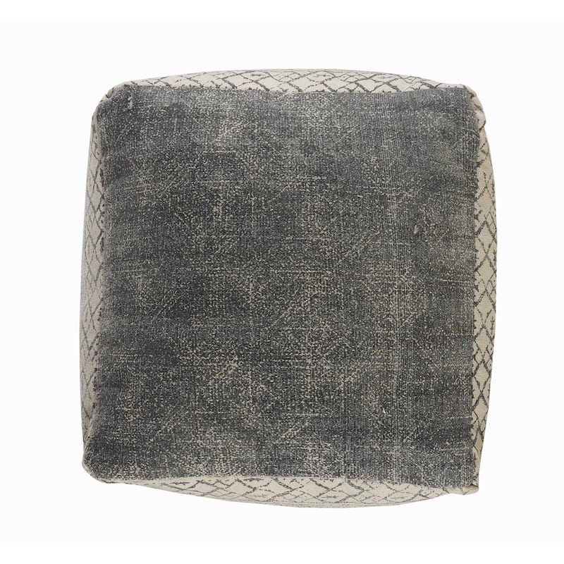 HomeRoots 20" Cream 100% Cotton Ottoman
