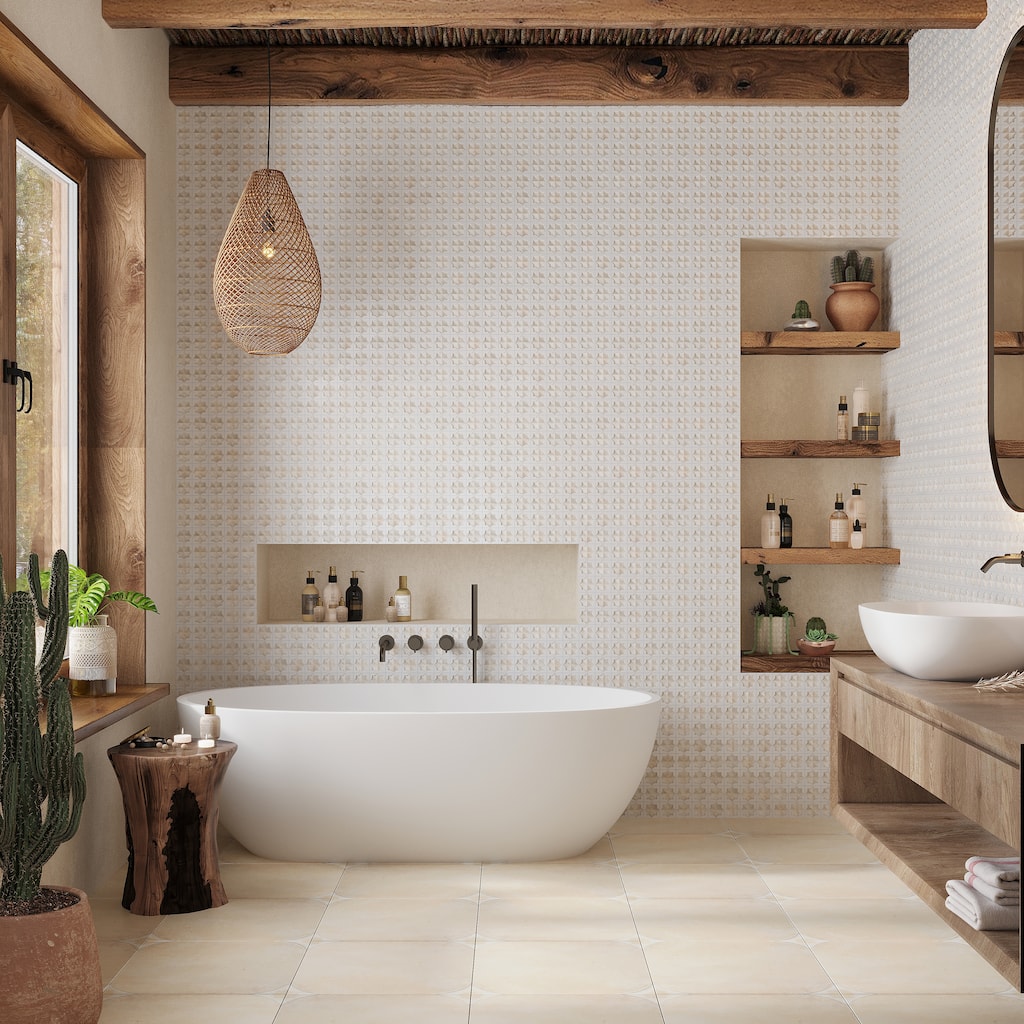 Apollo tile 12" x 22" Citadel Matte Glossy Ice White Beige Porcelain Tile (13.03 sq ft/case) - 7 Pack