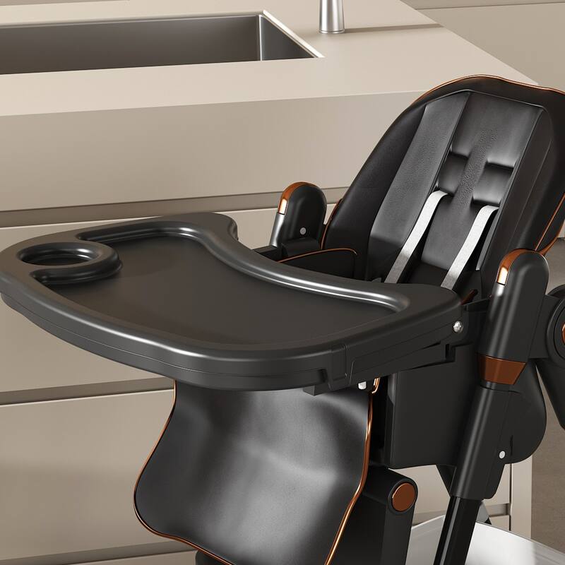 Adjustable High Chair for Babies Aged 0-6 Years with Safety Belt and Lockable Wheels