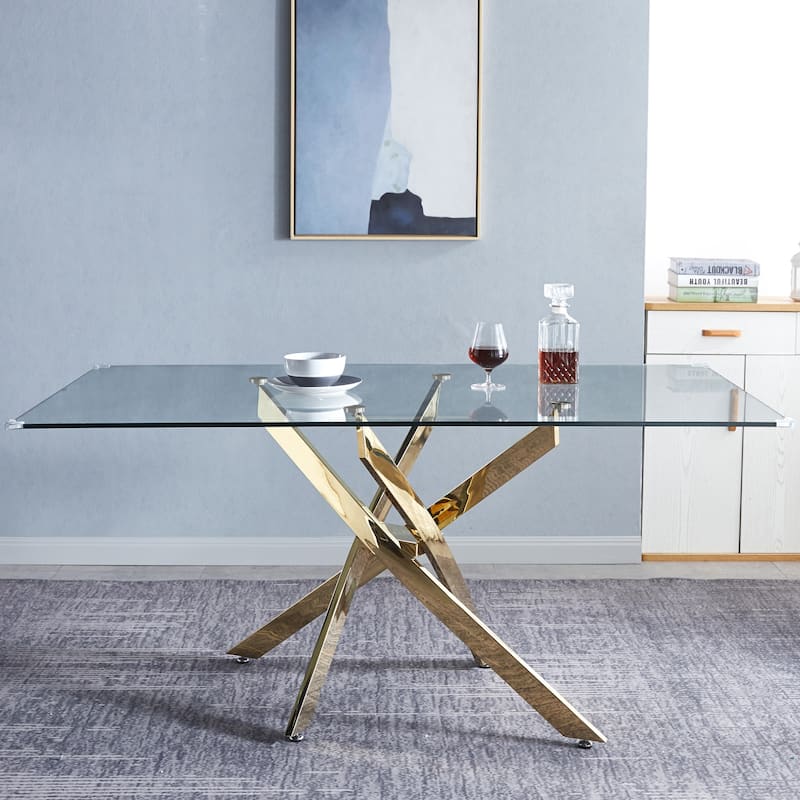 Rectangular Tempered Glass Dining table