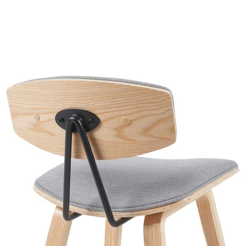 Fox Mid-Century Bar Stool, Upholstered Counter Height Chair with Bentwood Legs