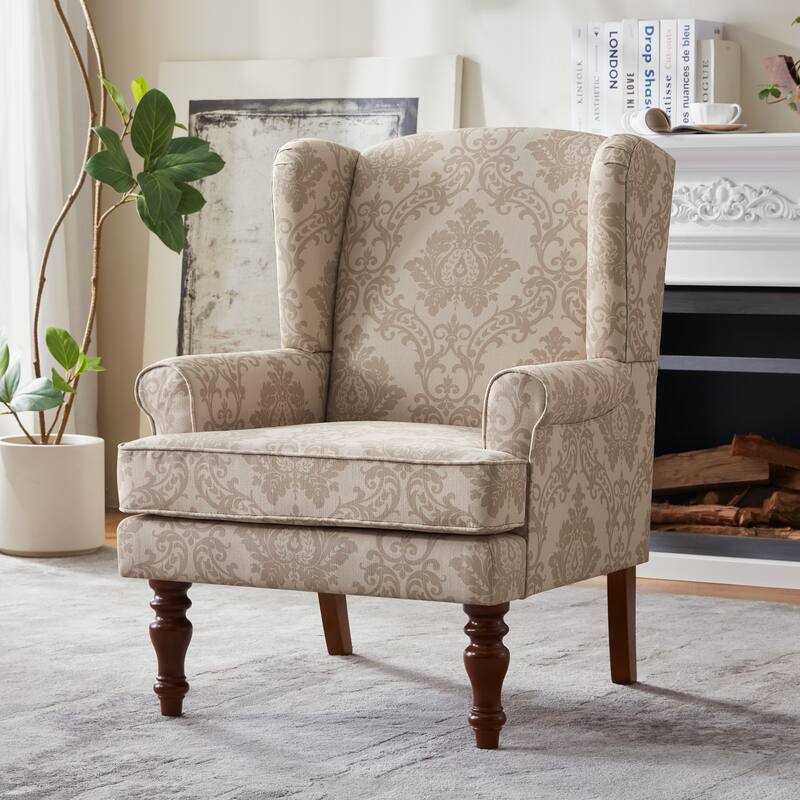Accent Arm Chair with Turned Legs and Round Arms - Brownfloral