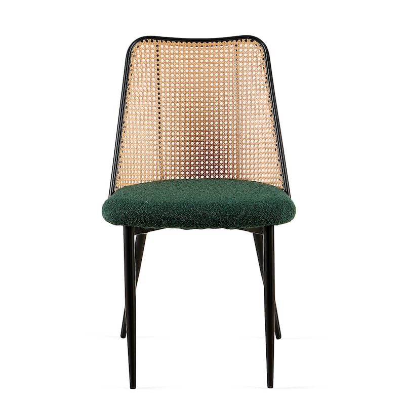 Dining Chairs Set of 2,Boucle Chairs with Natural Cane Back