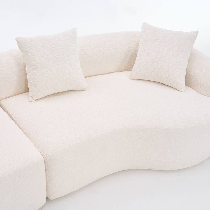 Full Compression Sponge Chenille Curved Sleeper Sofa Couch with 4 Pillows