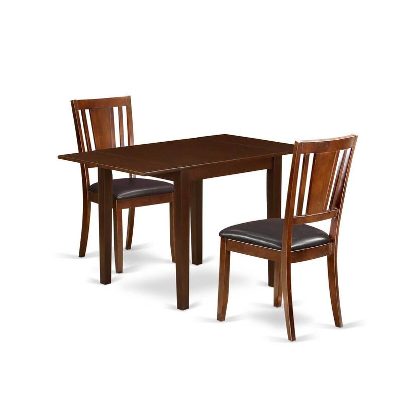 HomeStock 3-Piece Mahogany Finish Solid Wood Top Dining Table Set
