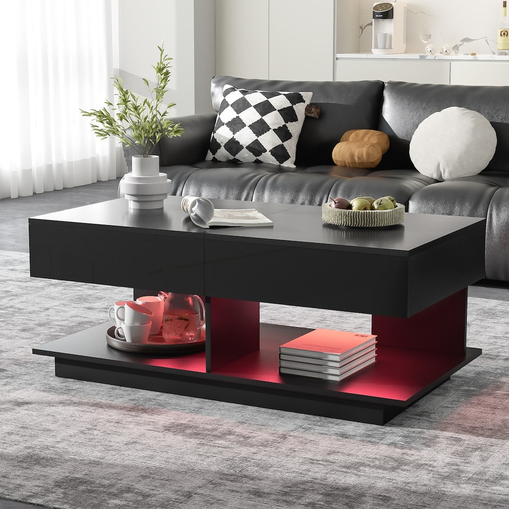 Efficient Central Coffee Table with Multiple Storage Compartments
