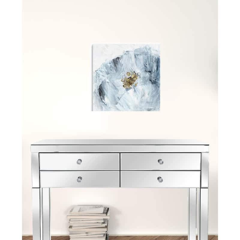 HomeRoots 20" x 20" Watercolor Abstract Gray Blue Flower II Canvas Wall Art
