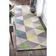 preview thumbnail 34 of 42, Nuloom Bianca Triangles Area Rug 2'6" x 8' Runner - Green - Runner