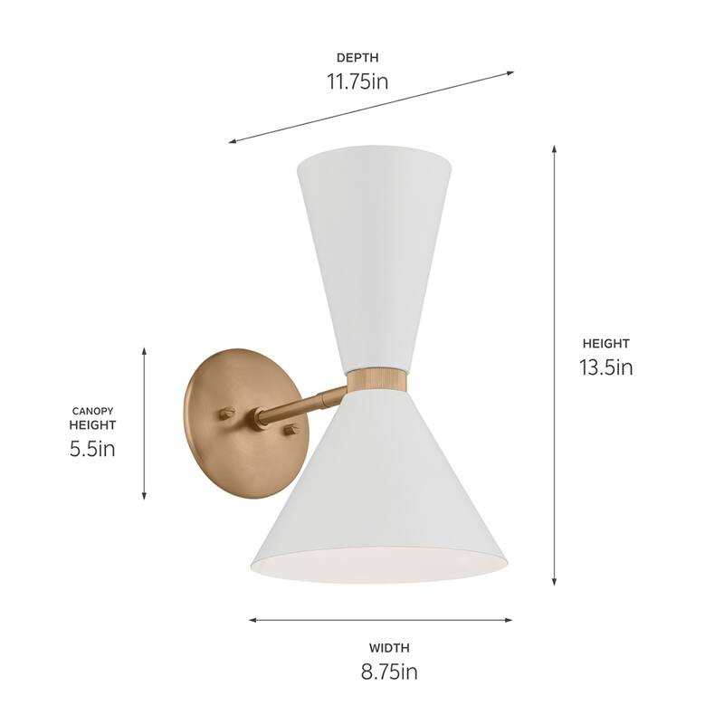 Kichler Lighting Phix 13.5 in. 2-Light Wall Sconce