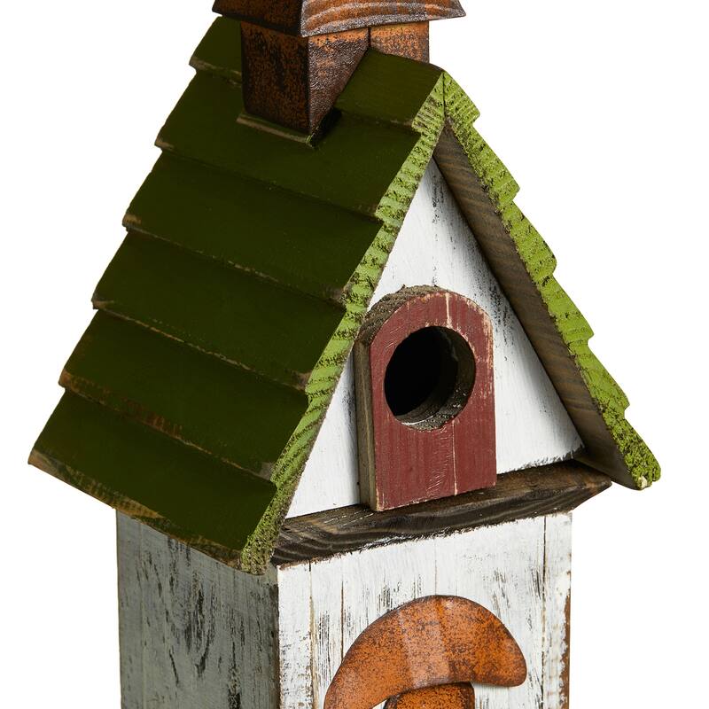 Glitzhome 15.75"H Solid Wood Decorative Outdoor Garden Birdhouse - 5.25''L X 6.00''W X 15.75''H