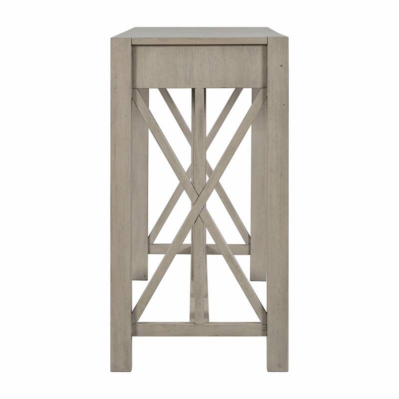 60" Acacia Veneer Console Table with 4 Spacious Drawers