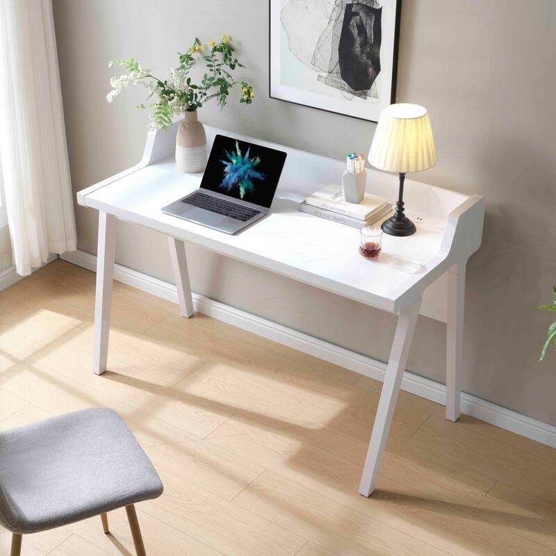 Sophisticated Home Office Writing Desk with Advanced USB Ports