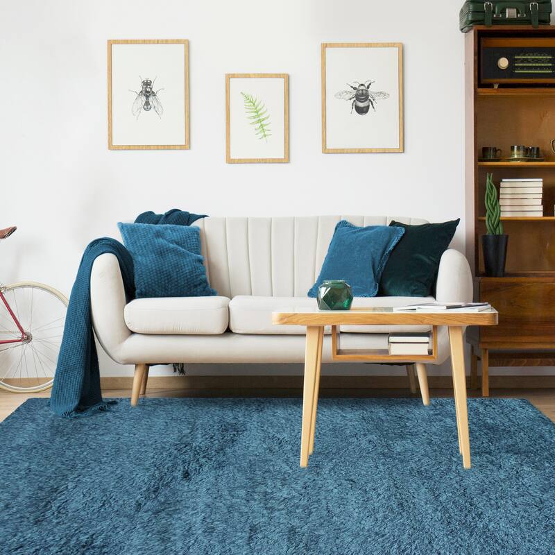 Superior Hand-tufted Plush Solid Shag Indoor Area Rug