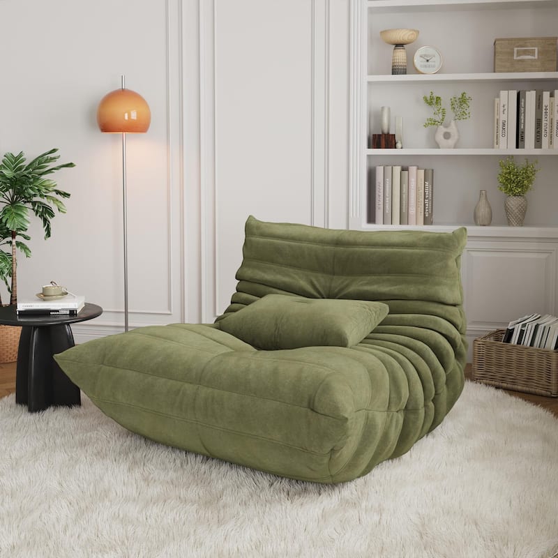 Bean Bag Chairs for Adults, Memory Foam Couch Single Sofa Chair - Green