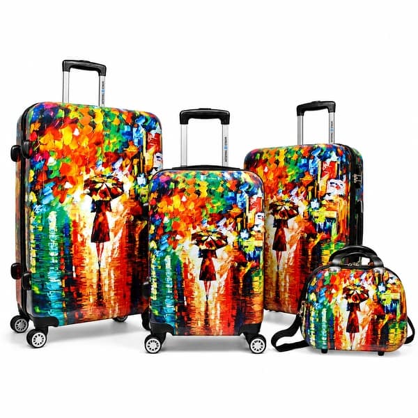 slide 2 of 10, Paris Nights 4-Piece Lightweight Upright Spinner Luggage Set Paris Nights