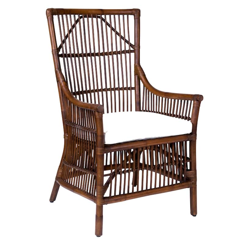 Natural Brown Rattan Cushioned Armchair by East at Main