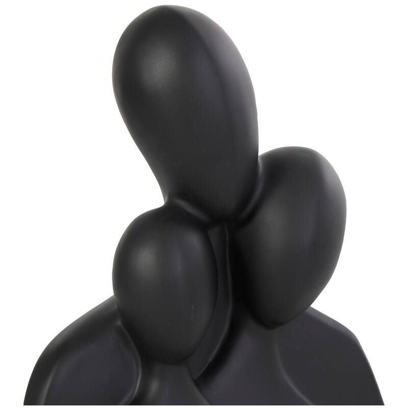 Black Polystone Nesting Family 3 Head People Decorative Sculpture