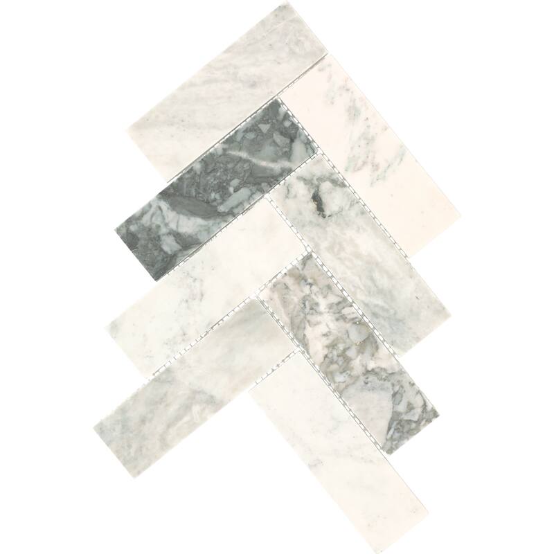 Daltile Gamma 2" x 6" Natural Stone Herringbone Wall and Floor Mosaic Tile (Set of 10)