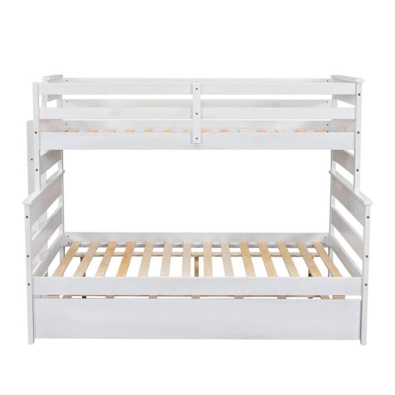 Wood Twin over Full Bunk Bed with Twin Size Trundle