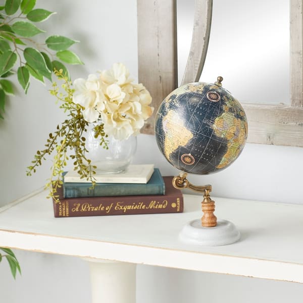 slide 2 of 16, White, Blue or Black Marble Globe - 7 x 7 x 11Round Black
