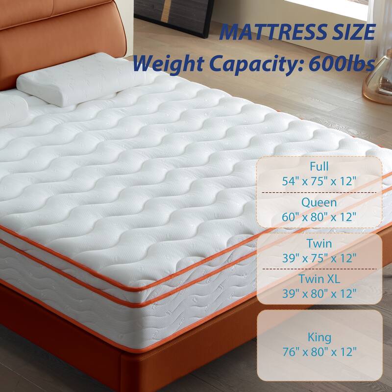 GDFStudio - Zephyrine 12 Inch Hybrid Memory Foam Pocket-Spring Mattress,Medium-Firm Support