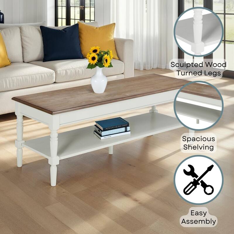 Convenience Concepts French Country Coffee Table with Shelf