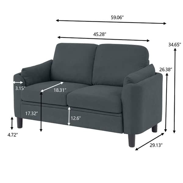 dimension image slide 1 of 5, 59.06" Loveseat Sofa with Soft Handrest