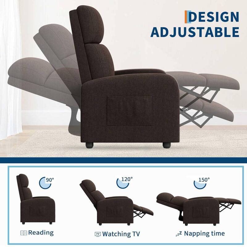 Linen Fabric Manual Recliner Sofa Chair for Living Room, Home