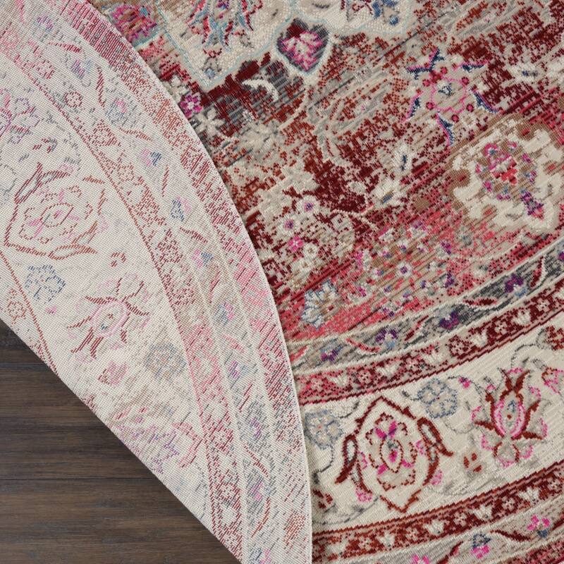HomeRootsFloral Transitional Round Area Rug - 72' X '72' X '0.5