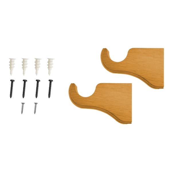 Soportes Para Barra De Cortina De Madera - 2 Piezas, Para Barras De 5 Cm, Negro O Color Madera