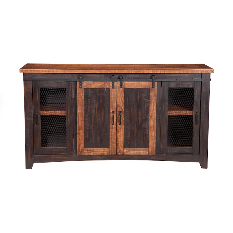 Rustic Farmhouse 65-Inch Wide Solid Wood TV Stand
