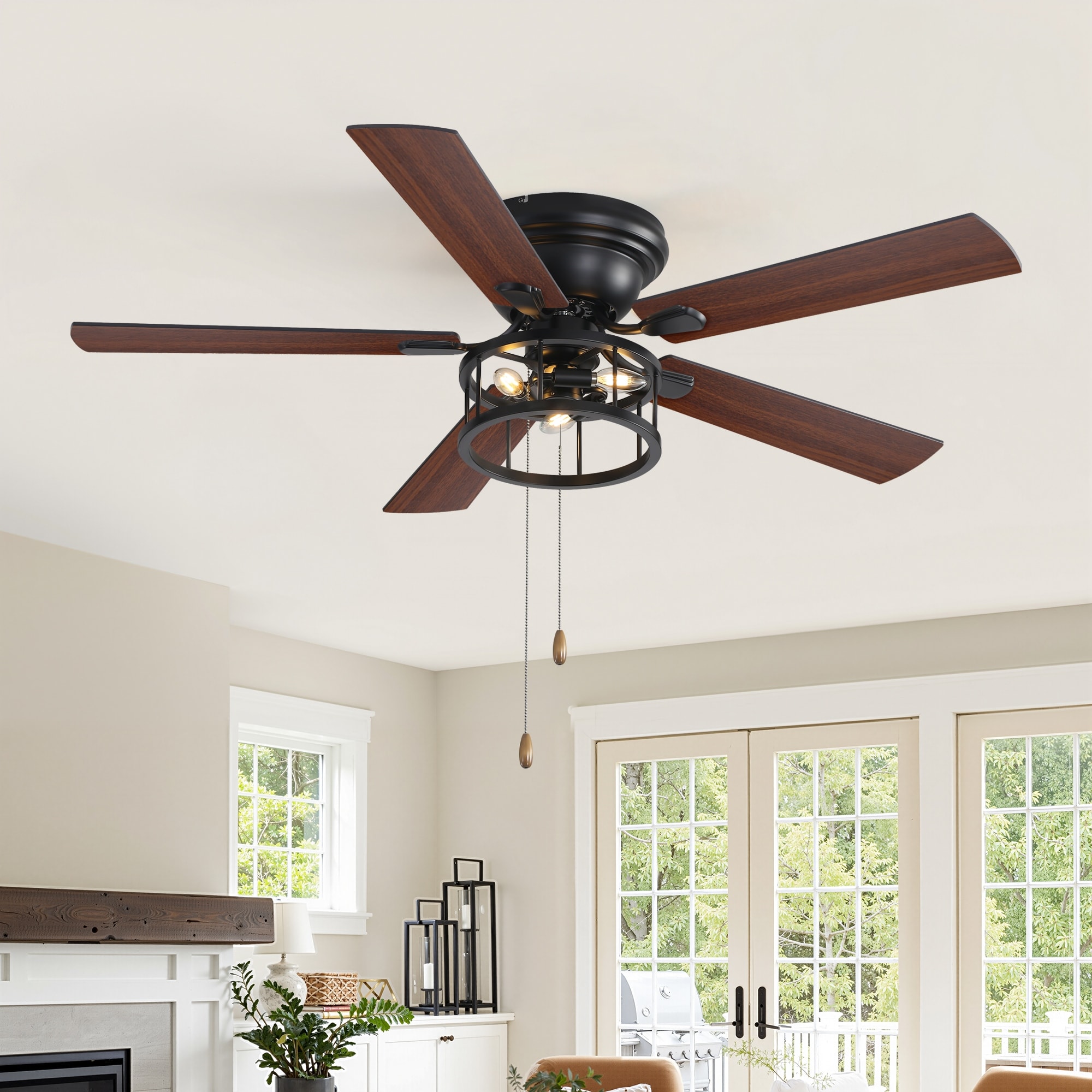 52-in Black Industrial Indoor Ceiling Fan with Light (5-Blade)