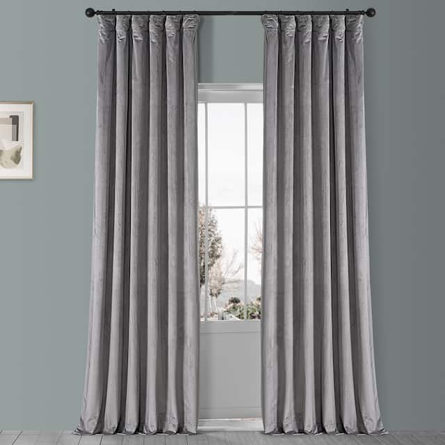 Exclusive Fabrics Heritage Plush Velvet Single Curtain Panel - 50 X 96 - destiny grey