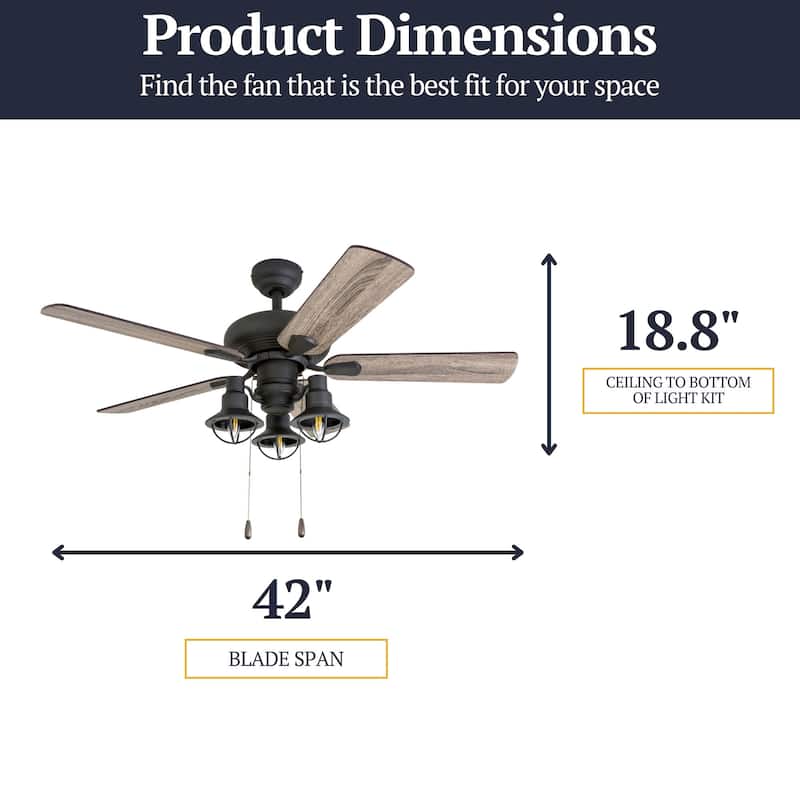 Prominence Home Piercy Coastal 42-inch Aged Bronze LED Ceiling Fan