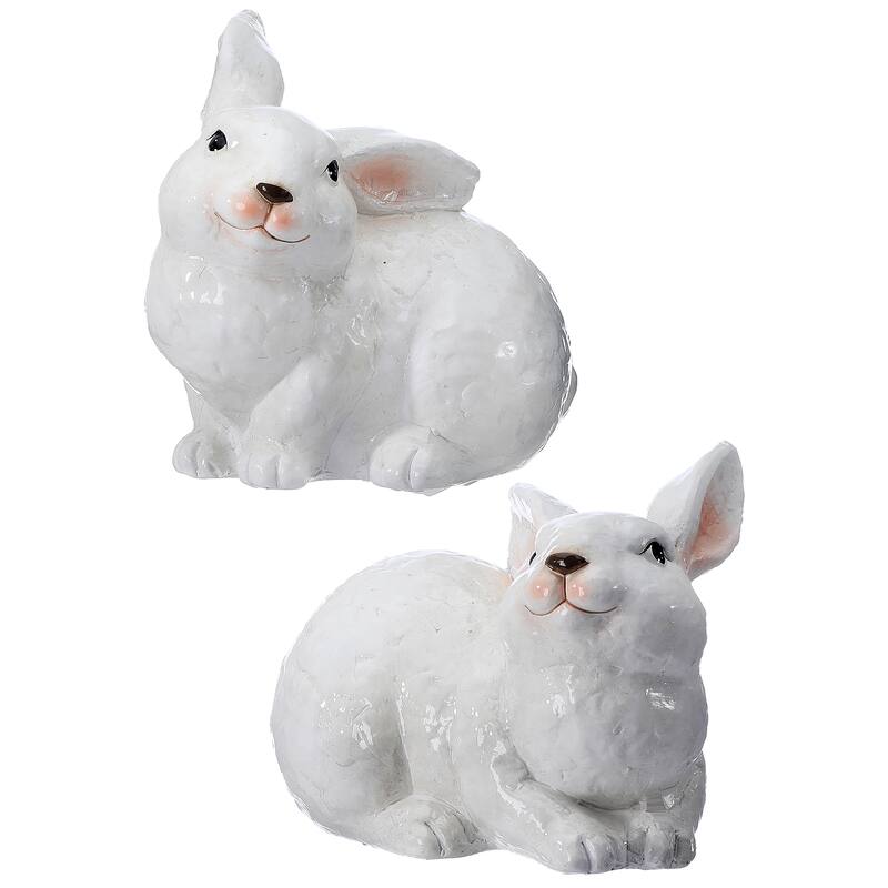 6" Glazed Terracotta Bunny Set of 2