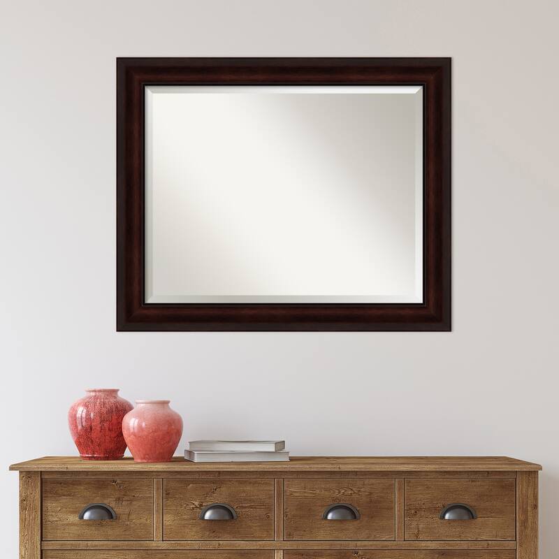 Beveled Wall Mirror - Coffee Bean Brown Frame - Coffee Bean Brown