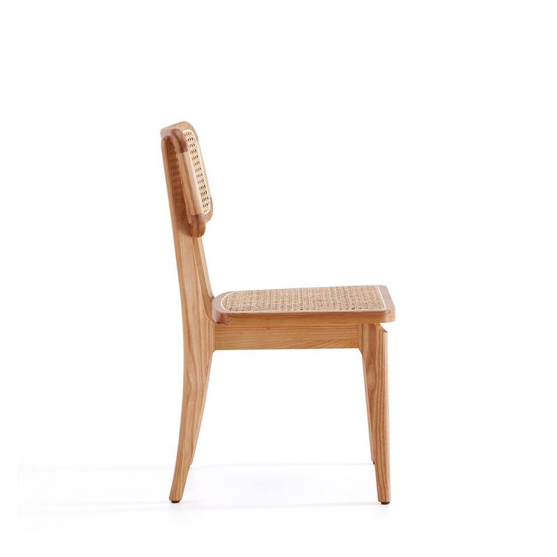 Manhattan Comfort Giverny Dining Chair in Black and Natural Cane - Set of 2