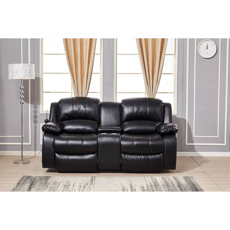 Betsy Furniture 3 Piece Bonded Leather Power Reclining Living Room Set, Sofa, Loveseat and Chair