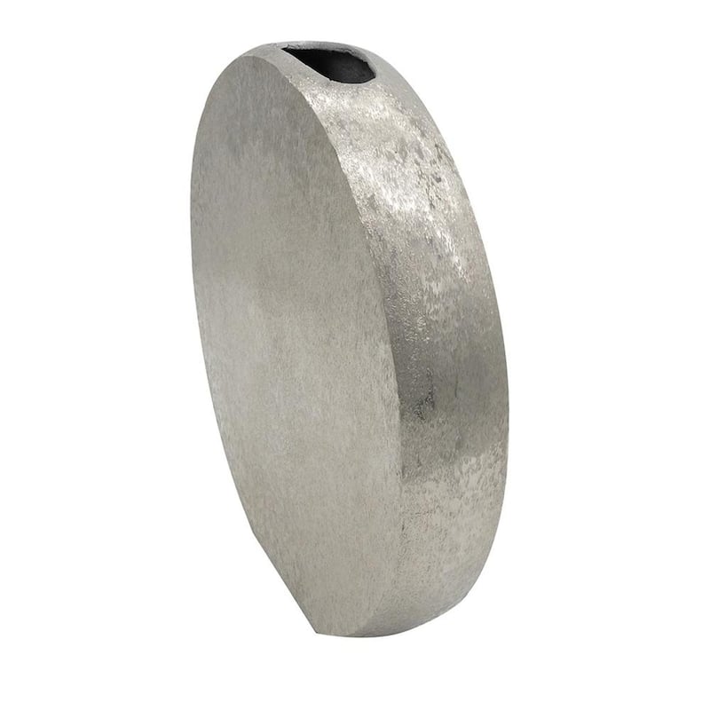 15" Silver Aluminum Round Disc Table Vase - 15.00