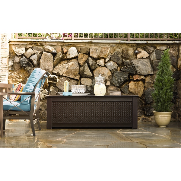 Rubbermaid patio hotsell storage bench